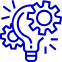 A blue outline of a lightbulb intertwined with gears, symbolizing innovation and technology.